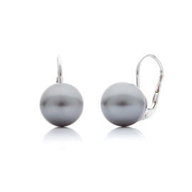 stříbrné náušnice s šedou perlou 10 mm