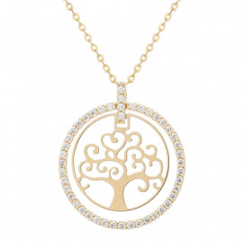 Zlatý náhrdelník strom života se zirkony