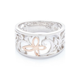 stříbrný prsten s růžovým motýlem