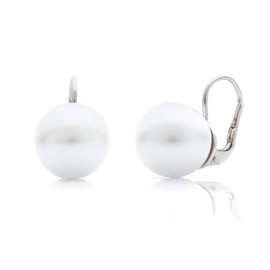 stříbrné náušnice s bílou perlou 12 mm
