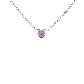 stříbrný náhrdelník s srdcem a růžovými zirkony